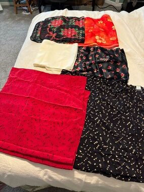 Mixed Lot of Scarves and Wraps - Red, Black, Cream, Orange